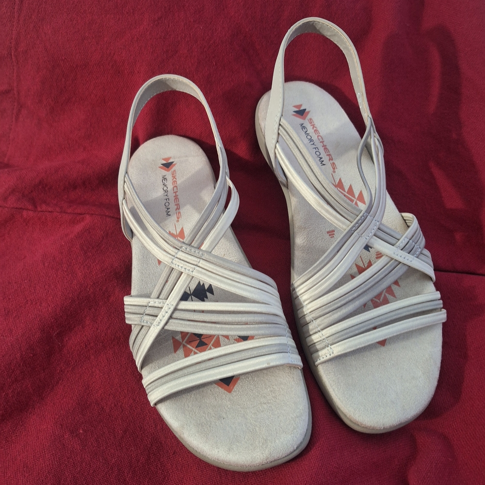 Skechers Cream Sandals with Slingback Straps